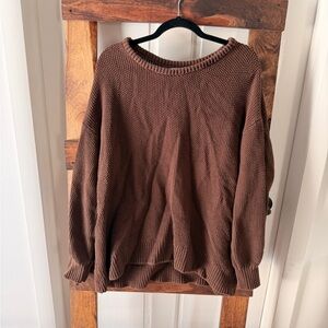 Old Navy Warm Brown Knit Crew Neck Sweater